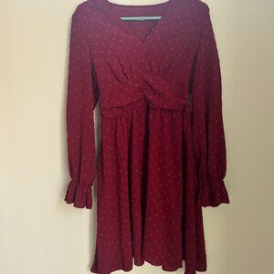 Size Medium Dark Red Long Sleeve Dress